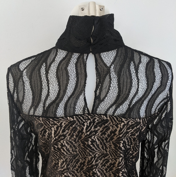 PRABAL GURUNG Mock Neck Feather Lace Blouse 2 - Picture 8 of 13